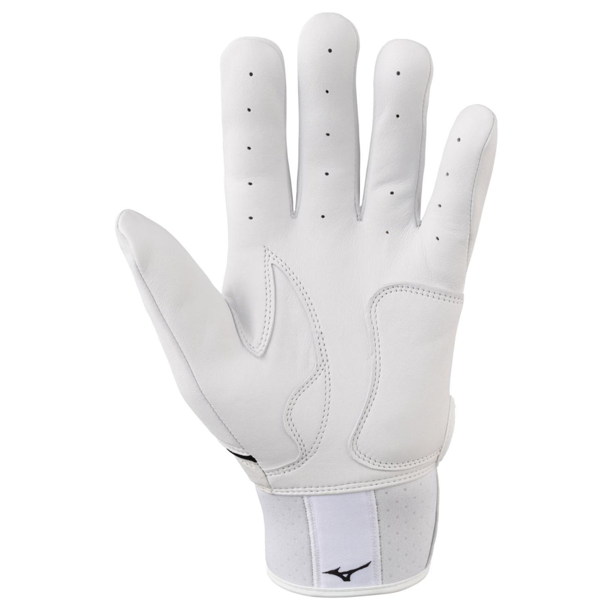 Mizuno Pro Select Youth Baseball Batting Glove - White - HIT a Double - 1