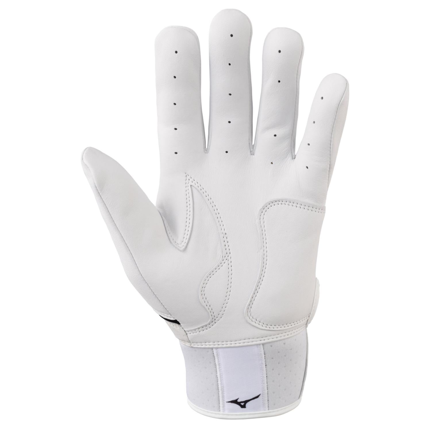 Mizuno Pro Select Youth Baseball Batting Glove - White - HIT a Double - 1