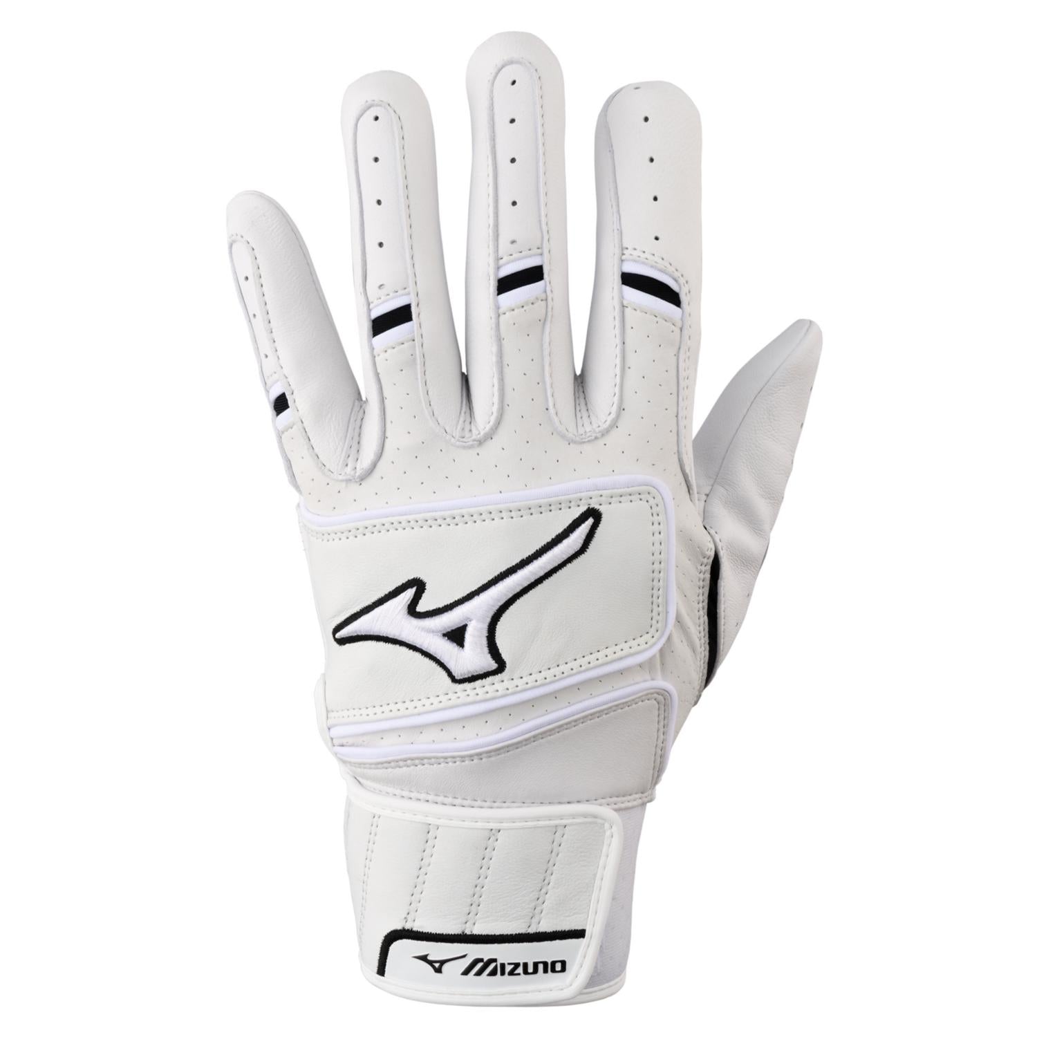 Mizuno Pro Select Youth Baseball Batting Glove - White - HIT a Double - 1