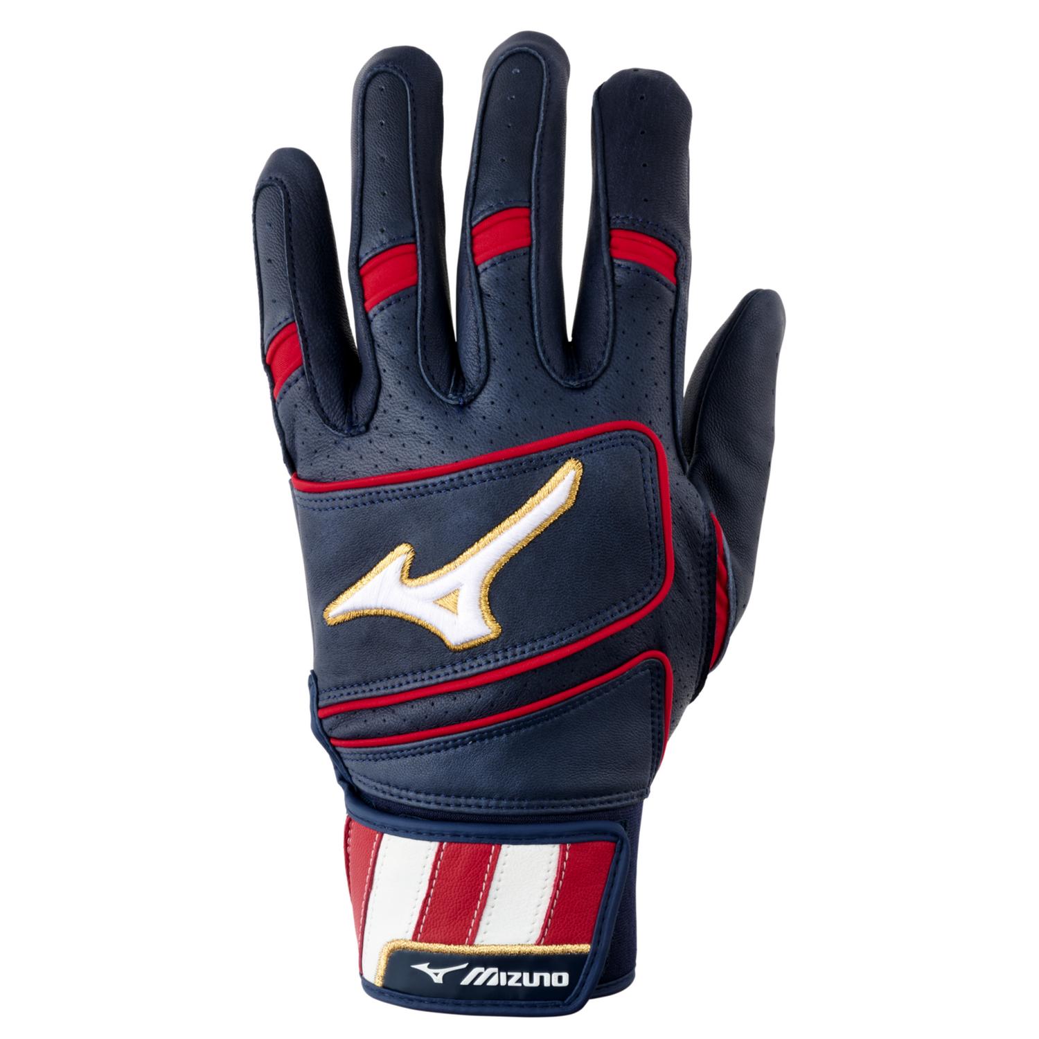 Mizuno Pro Select Youth Baseball Batting Glove - Navy-Red - HIT a Double - 1