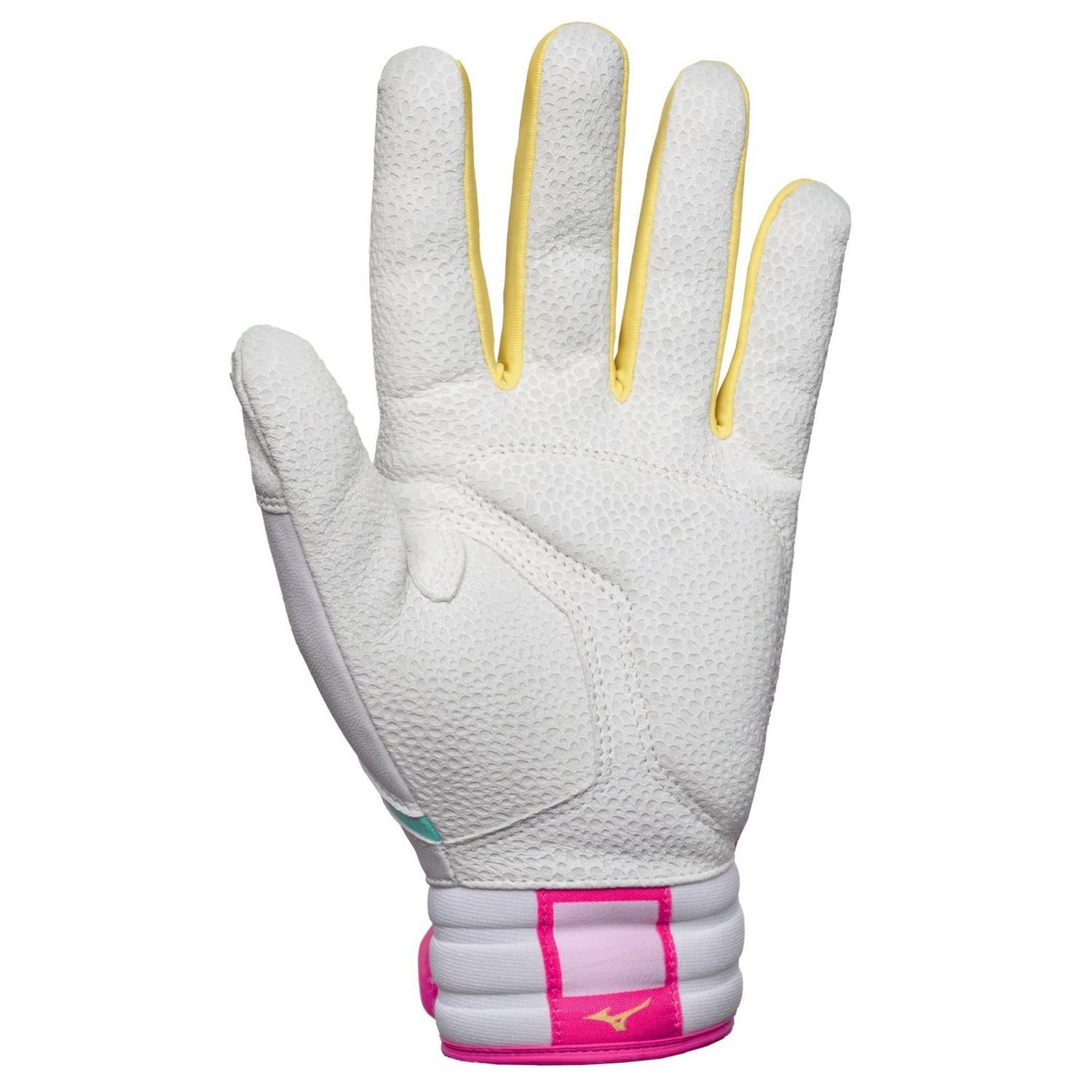 Mizuno Pro Select Fastpitch Women's Softball Batting Glove - White-Teal - HIT a Double - 1