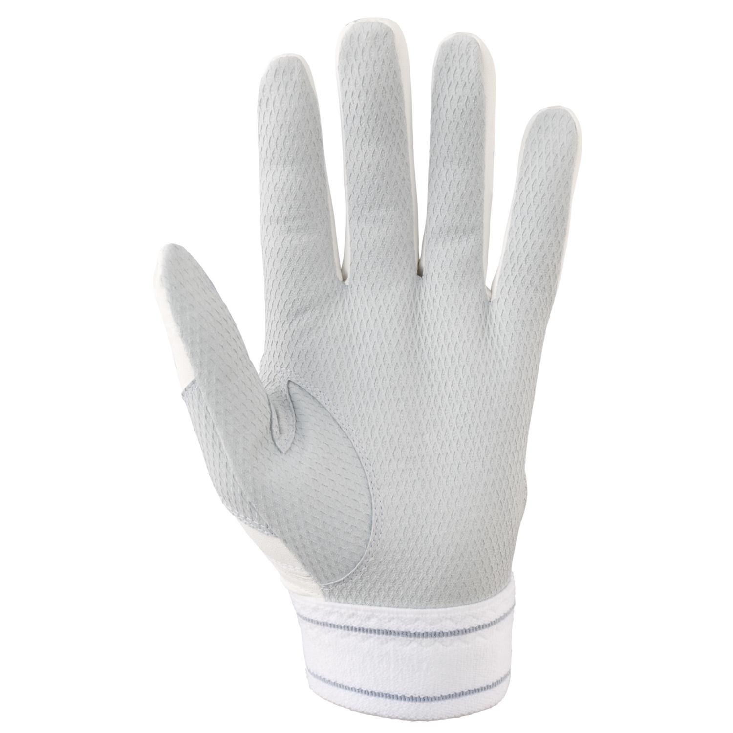 Mizuno Pro PowerArc Baseball Batting Glove - White-Gold - HIT a Double - 1