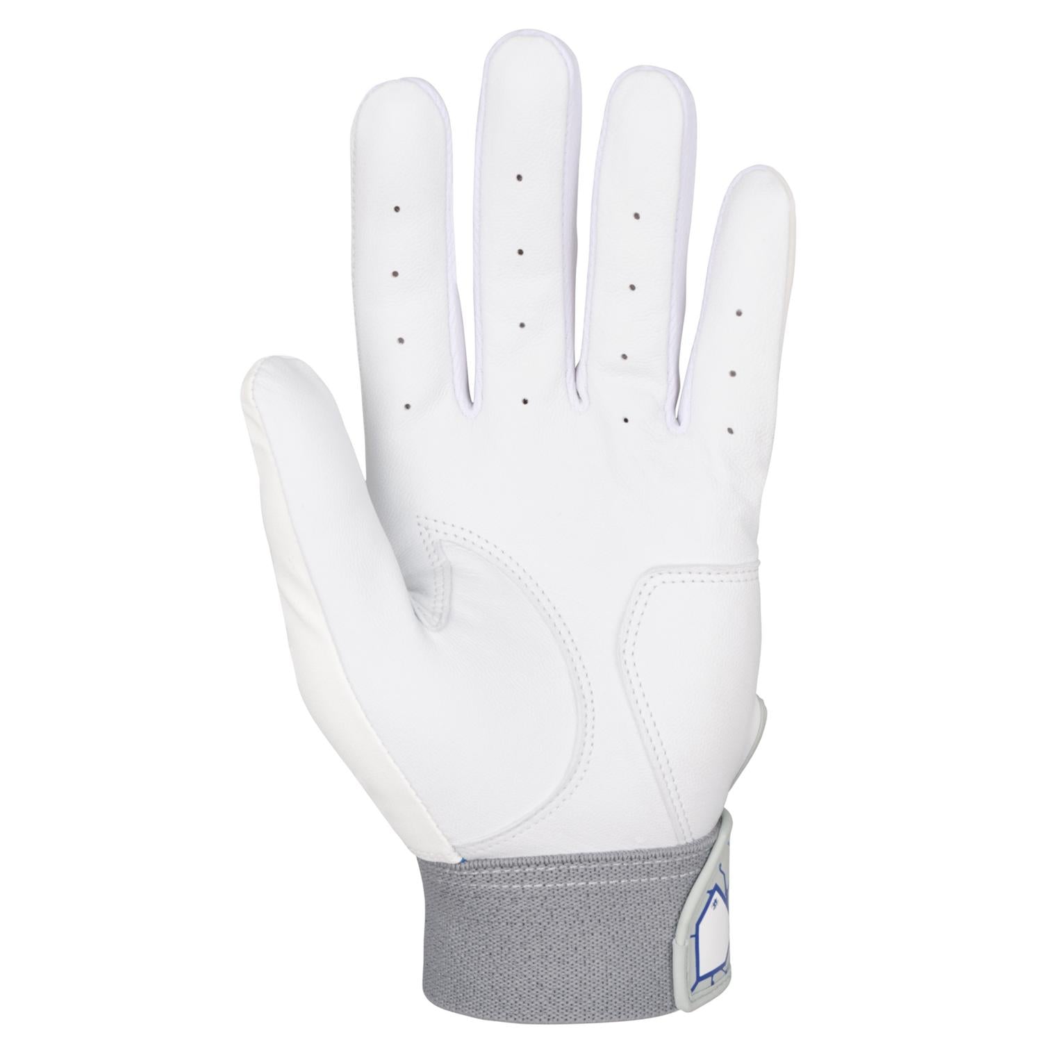 Mizuno MVP Adult Baseball Batting Glove - White-Blue - HIT a Double - 1