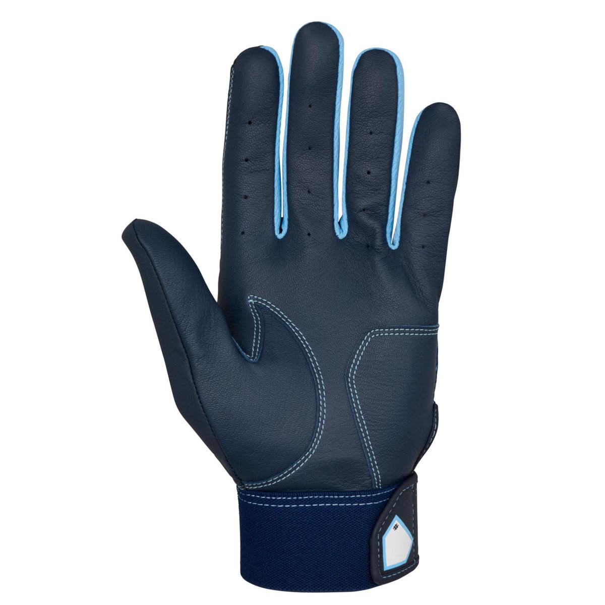 Mizuno MVP Adult Baseball Batting Glove - Navy-Light Blue - HIT a Double - 1