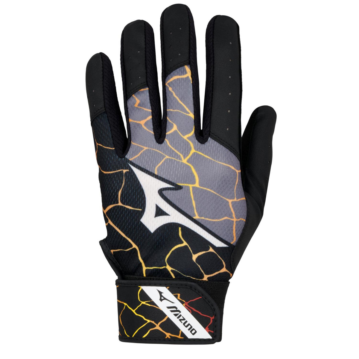 Mizuno MVP Adult Baseball Batting Glove - Black-Orange - HIT a Double - 1