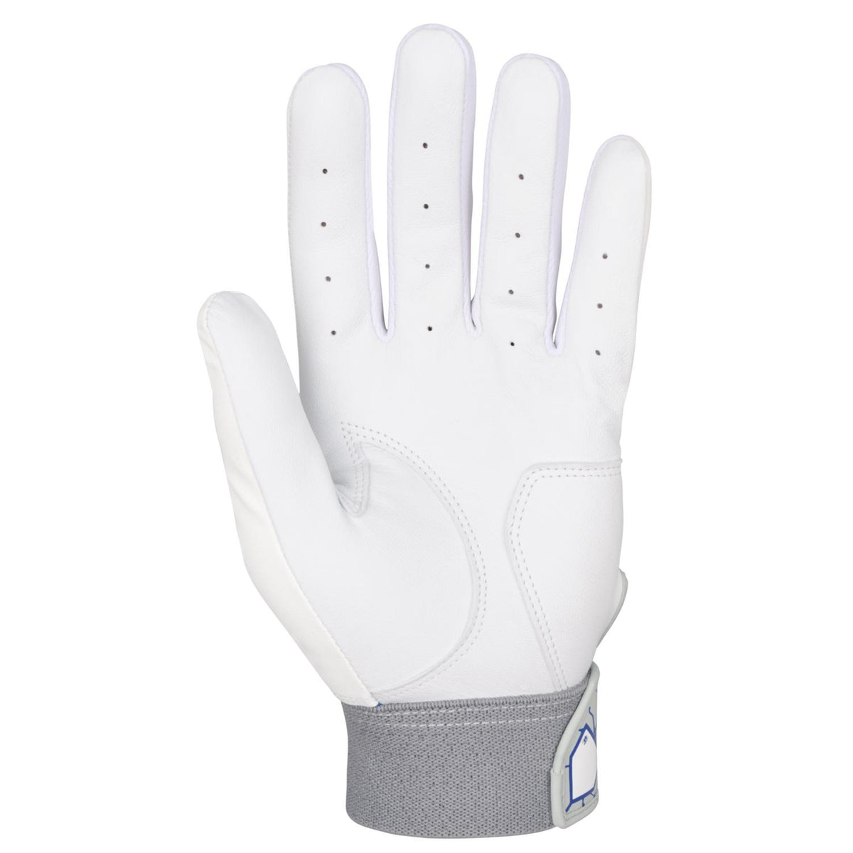 Mizuno MVP Youth Baseball Batting Glove - White-Blue - HIT a Double - 1