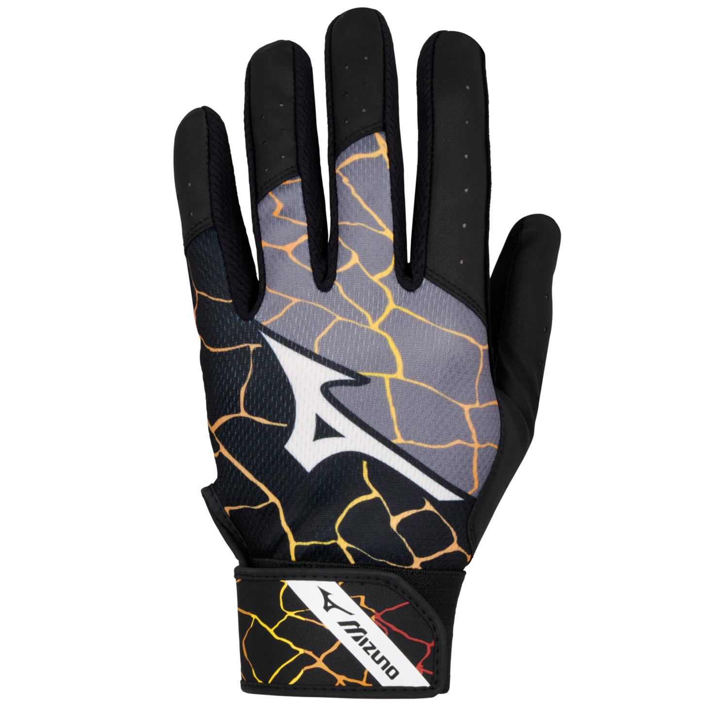 Mizuno MVP Youth Baseball Batting Glove - Black-Orange - HIT a Double - 1