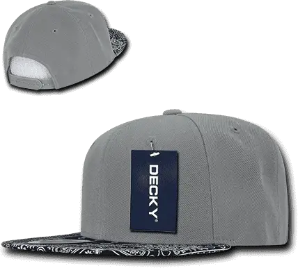 Decky 1093 Bandanna Snapback Cap - Gray Black - one Size Fits Most