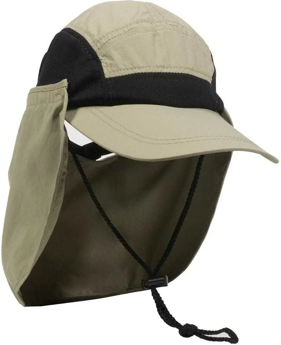 Oc Sports Rr-002 Adjustable Cap with Neck Flap - Khaki Black - 6 7/8’’ - 7 1/2’’