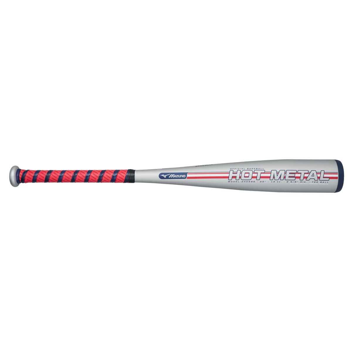 Mizuno HOT METAL - Big Barrel Tee Ball USA Approved Bat (-12) - Gray-Red - HIT a Double - 1