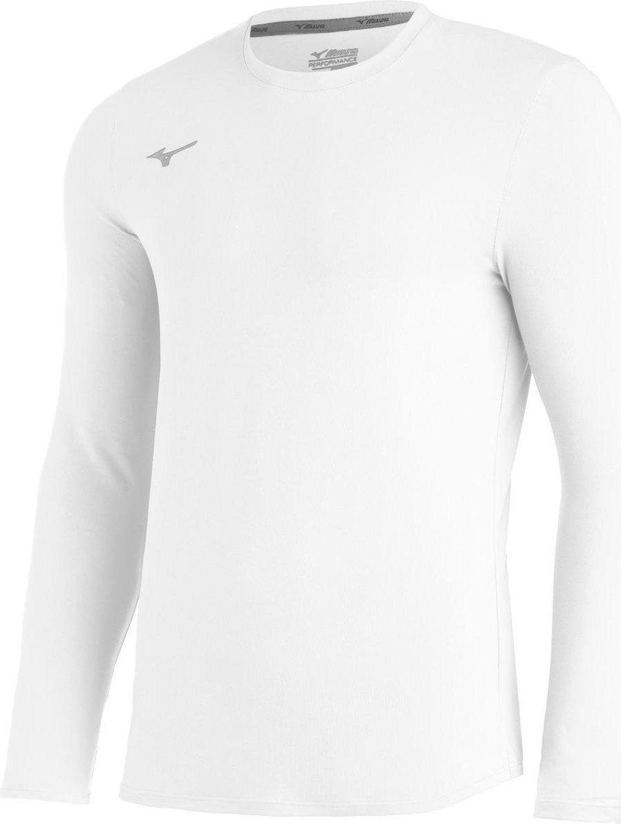Mizuno Youth Compression Diamond Long Sleeve Crew - White - HIT a Doubloe