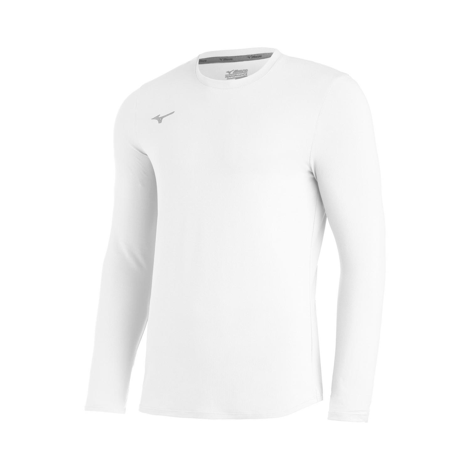 Mizuno Youth Compression Diamond Long Sleeve Crew - White - HIT a Doubloe