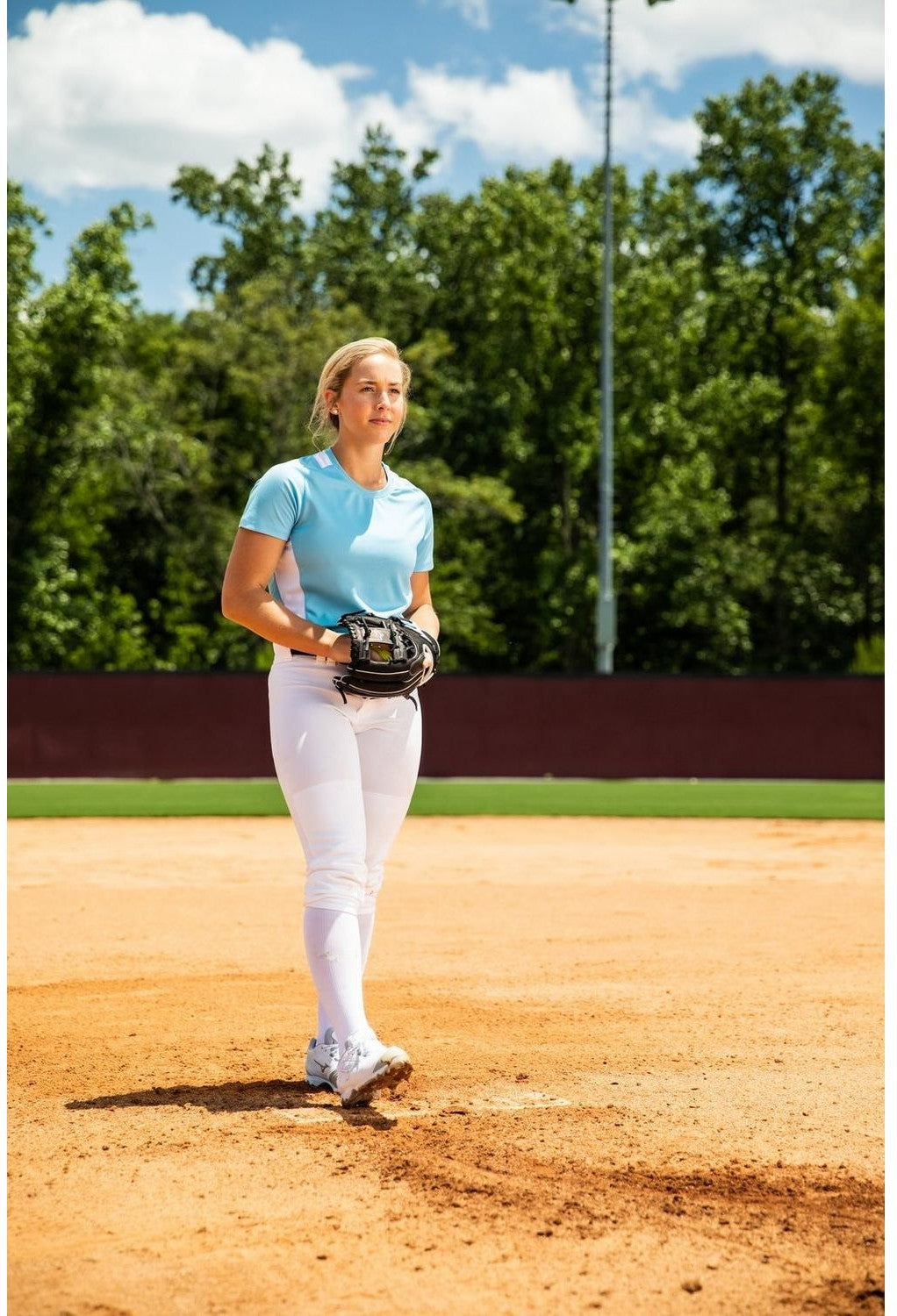 Mizuno Women's Belted Stretch Softball Pant - White - HIT a Doubloe