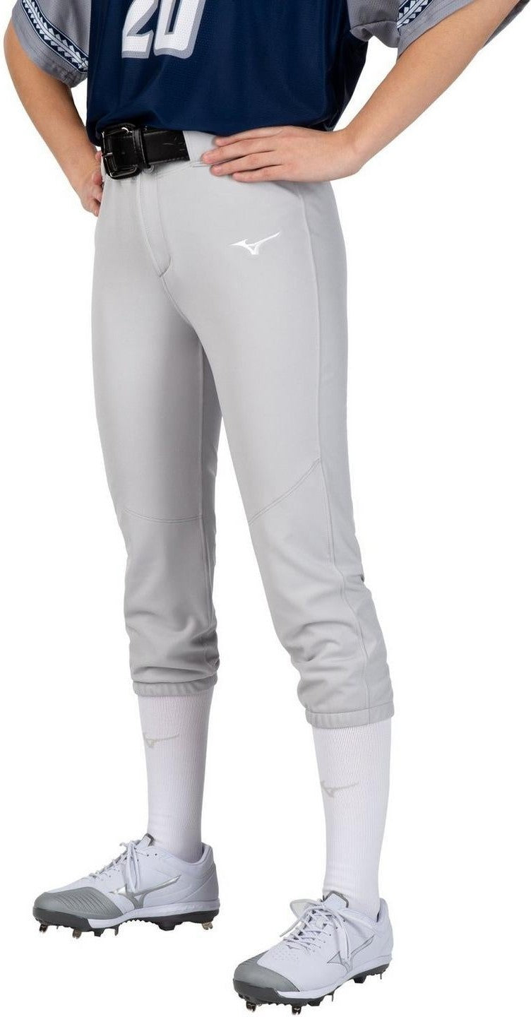 Mizuno Women's Belted Stretch Softball Pant - Gray - HIT a Doubloe