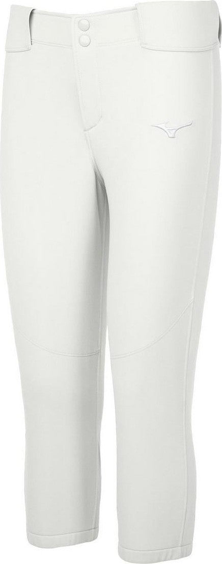 Mizuno Girl's Belted Stretch Softball Pant - White - HIT a Doubloe