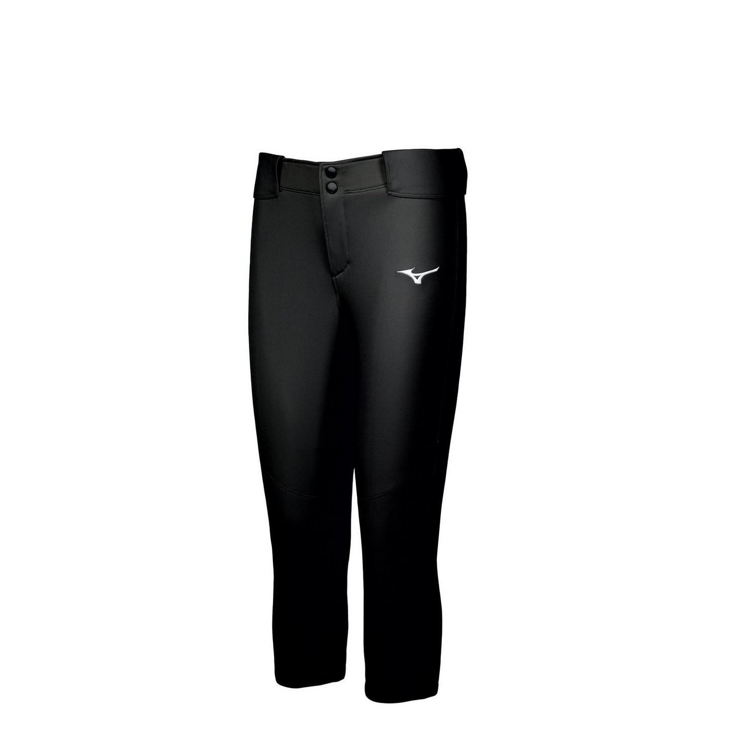Mizuno Girl's Belted Stretch Softball Pant - Black - HIT a Doubloe