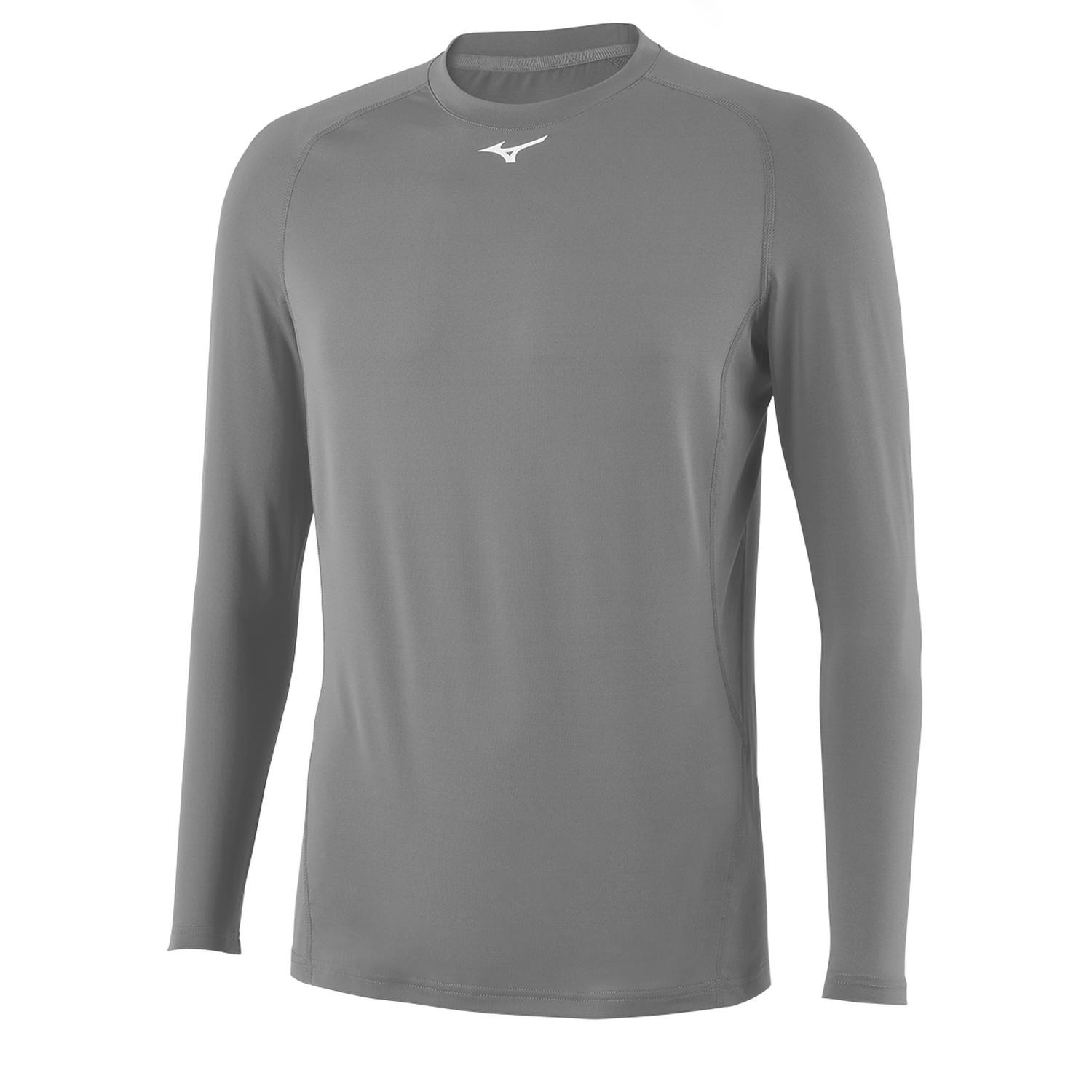 Mizuno Men's Long Sleeve Compression Top - Gray - HIT a Doubloe