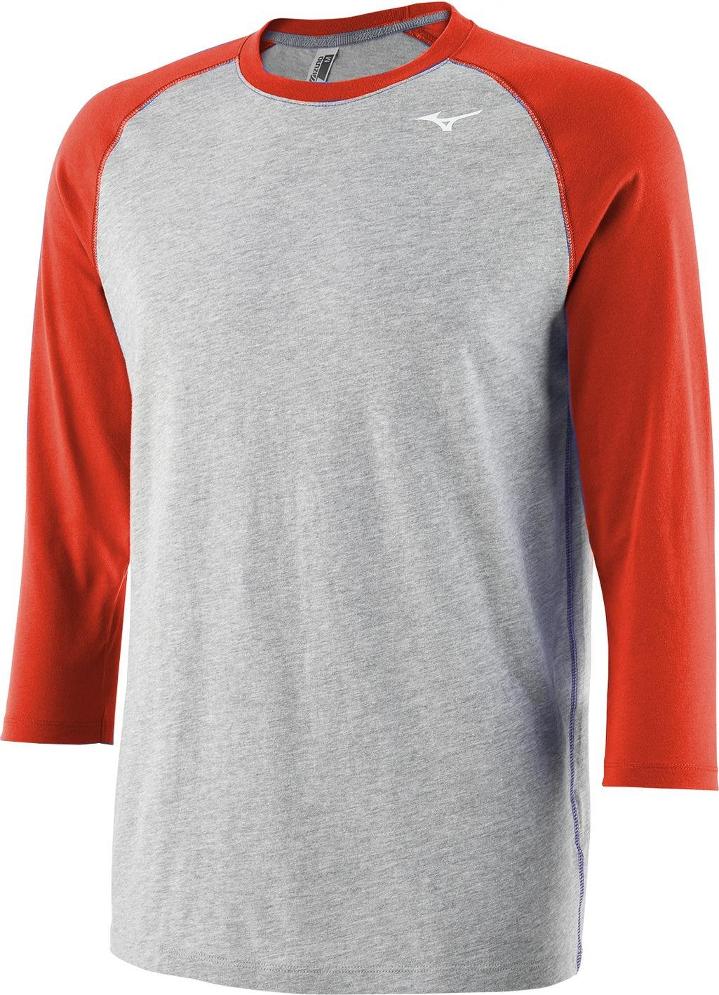Mizuno Youth 3/4 Practice Tee - Gray-Red - HIT a Doubloe