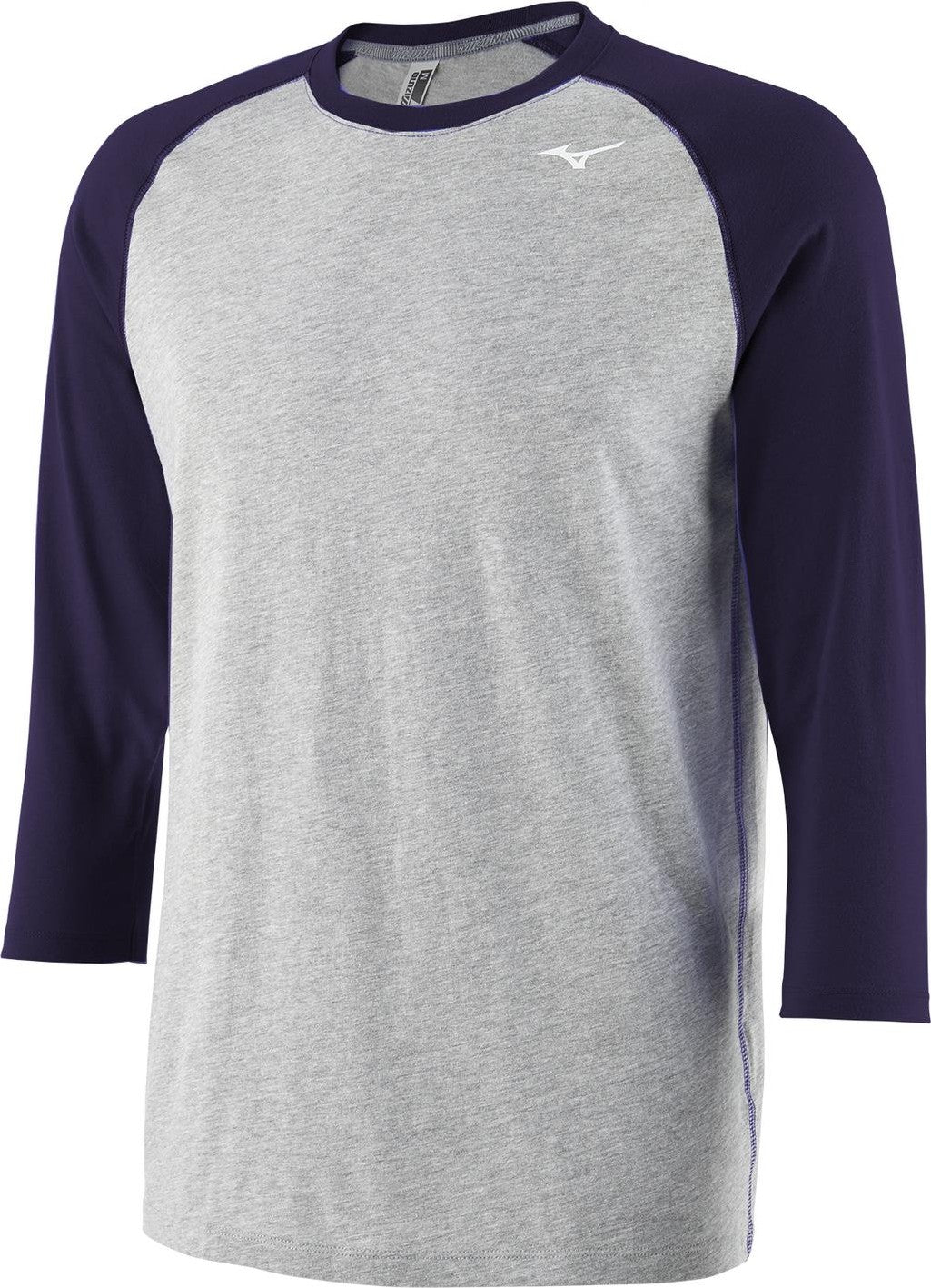 Mizuno Youth 3/4 Practice Tee - Gray-Navy - HIT a Doubloe