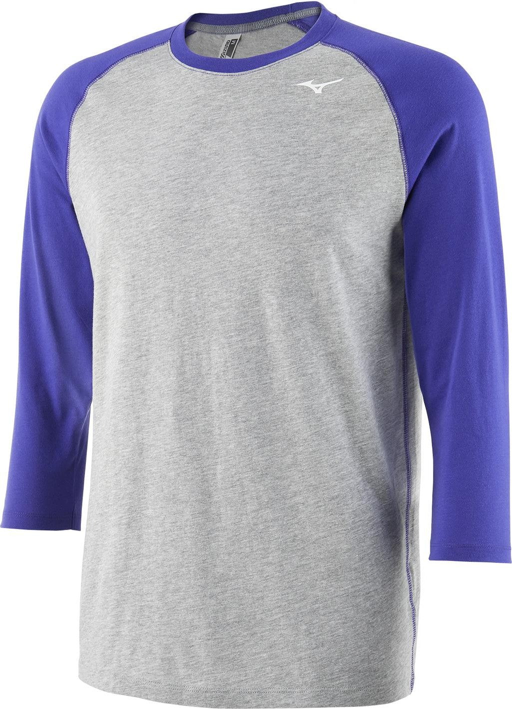 Mizuno Men's 3/4 Practice Tee - Gray-Royal - HIT a Doubloe