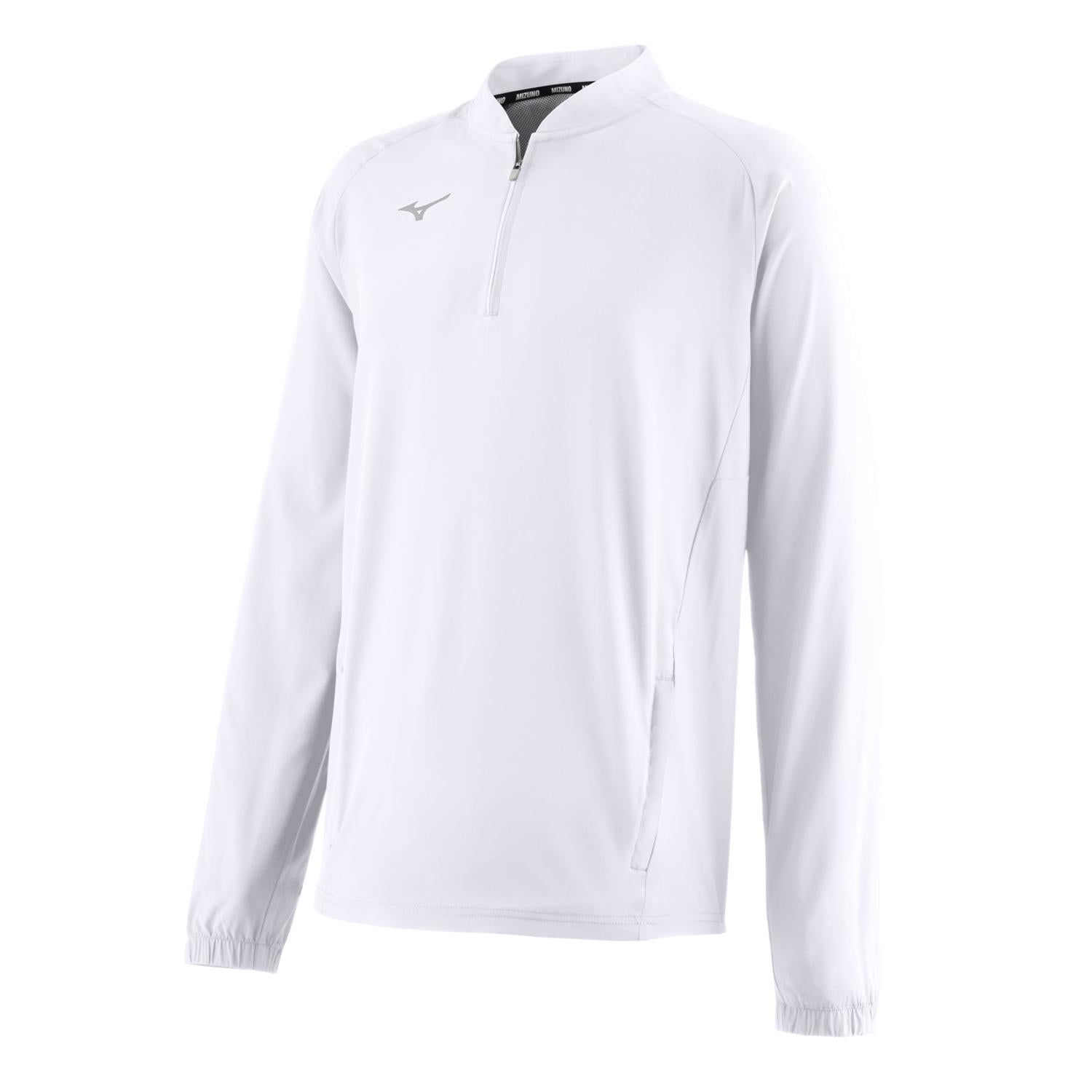 Mizuno Youth Long Sleeve Baseball Hitting Jacket - White - HIT a Doubloe