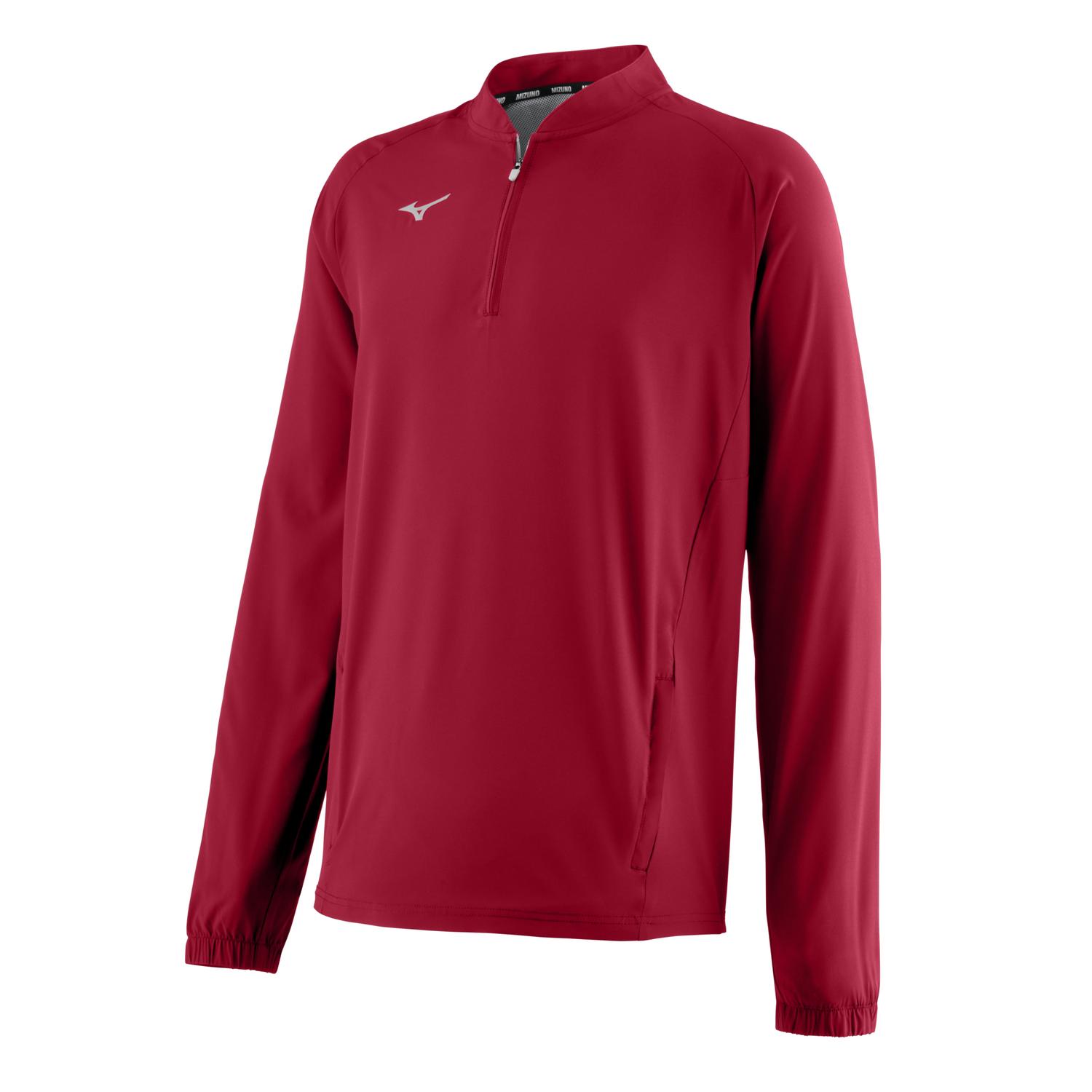 Mizuno Youth Long Sleeve Baseball Hitting Jacket - Red - HIT a Doubloe