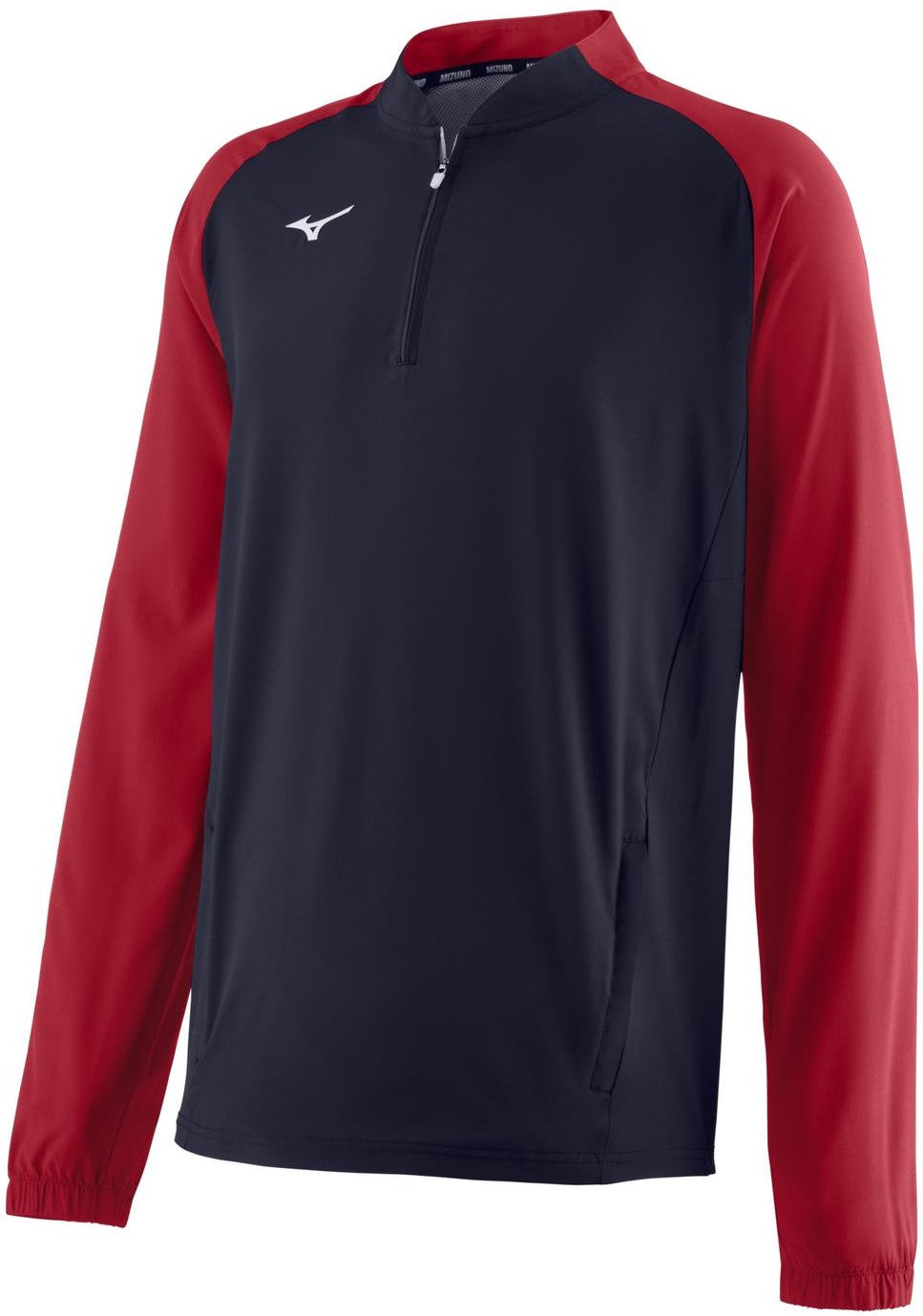 Mizuno Long Sleeve Hitting Jacket - Navy-Red - HIT a Doubloe