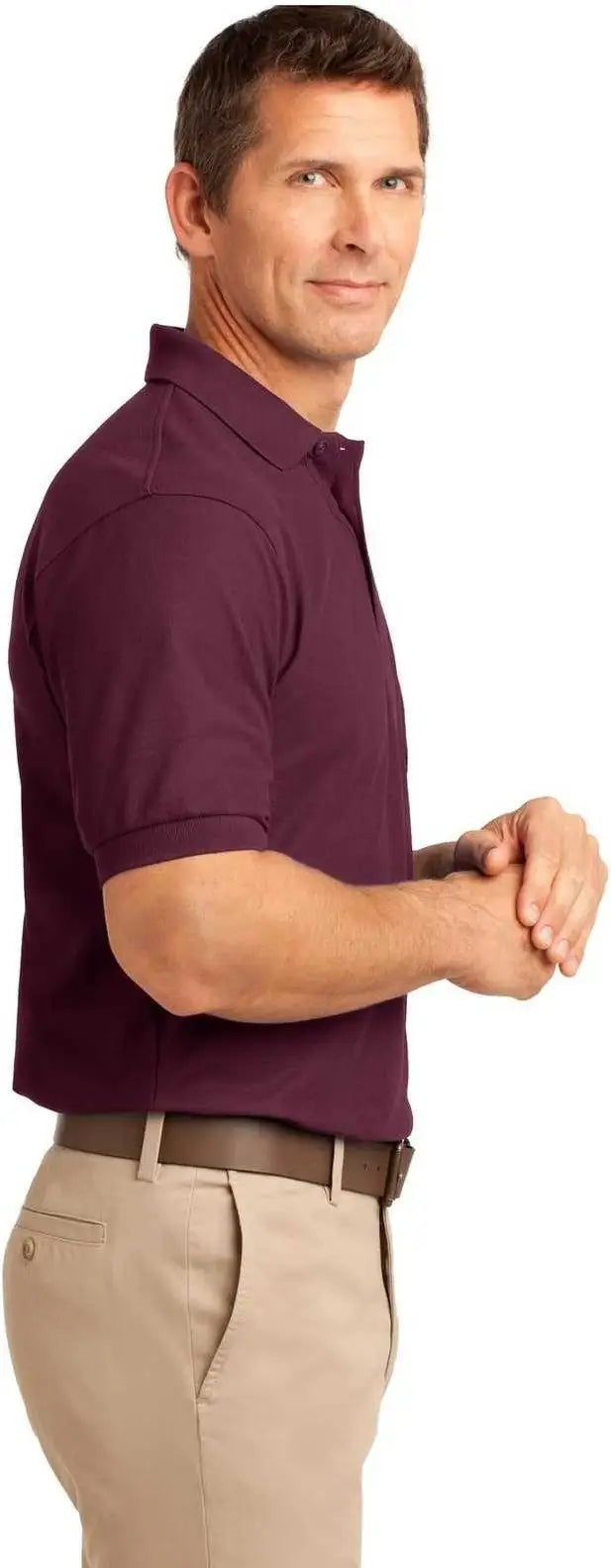 Port Authority K500p Silk Touch Polo with Pocket - Burgundy