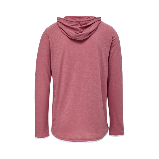 Back view of Orchid Ice Unisex Miles Slub Hooded Long Sleeve T-Shirt 24401