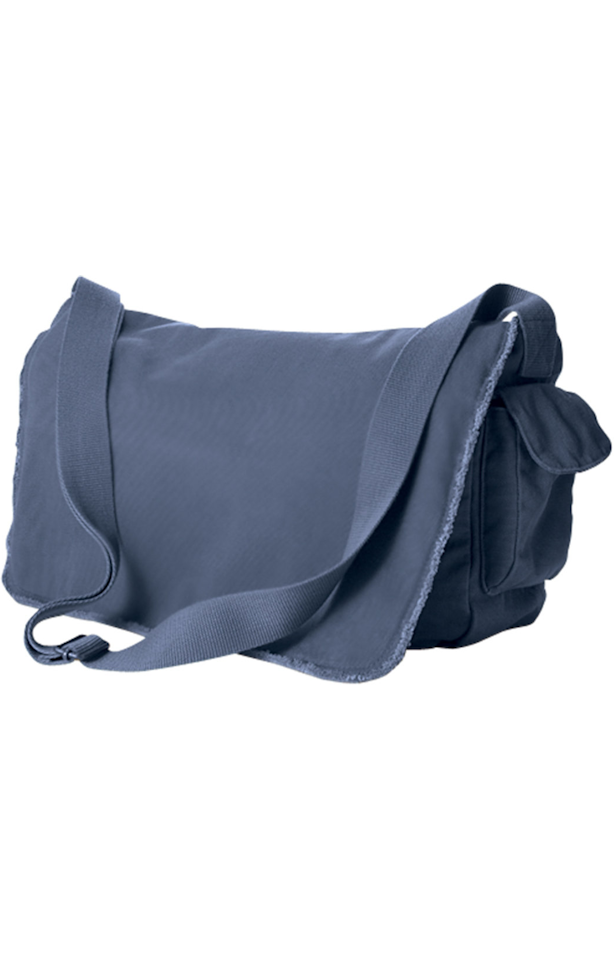 Authentic Pigment 1908A Pigment-Dyed Raw Edge Messenger Bag - 1908 - Denim