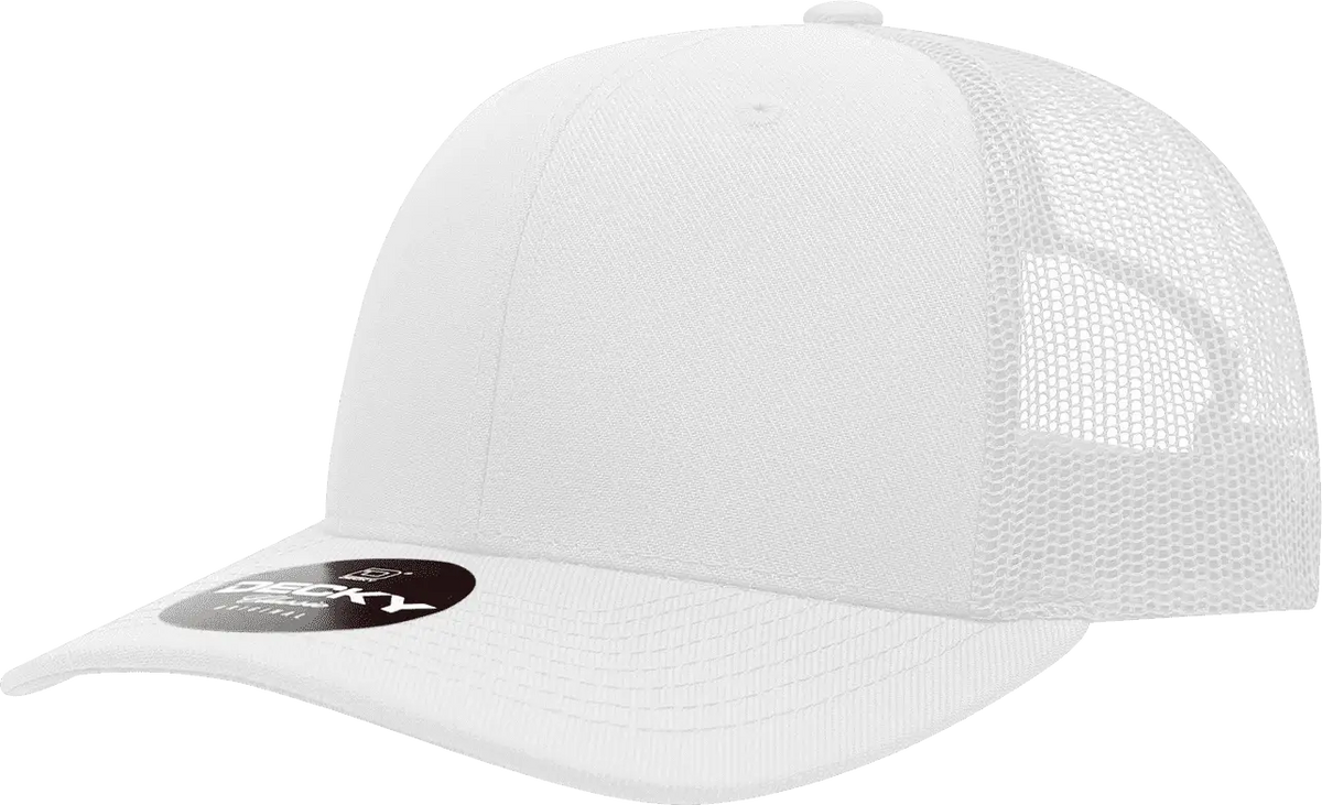 Decky 1053 6 Panel Curve Bill Trucker Cap - White - one Size Fits Most