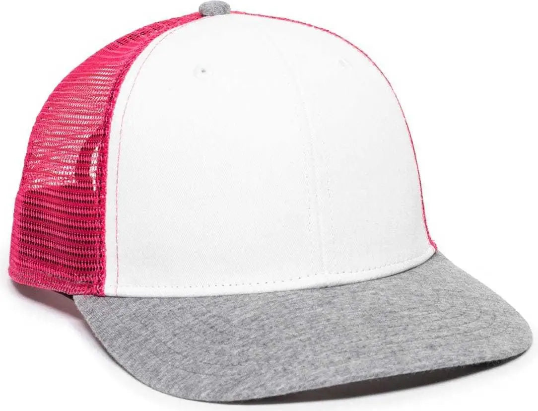 Oc Sports Rgr-200m Adjustable Mesh Back Gray Heathered Bill Cap - White Pink Grey - 6 7/8’’ - 7 1/2’’