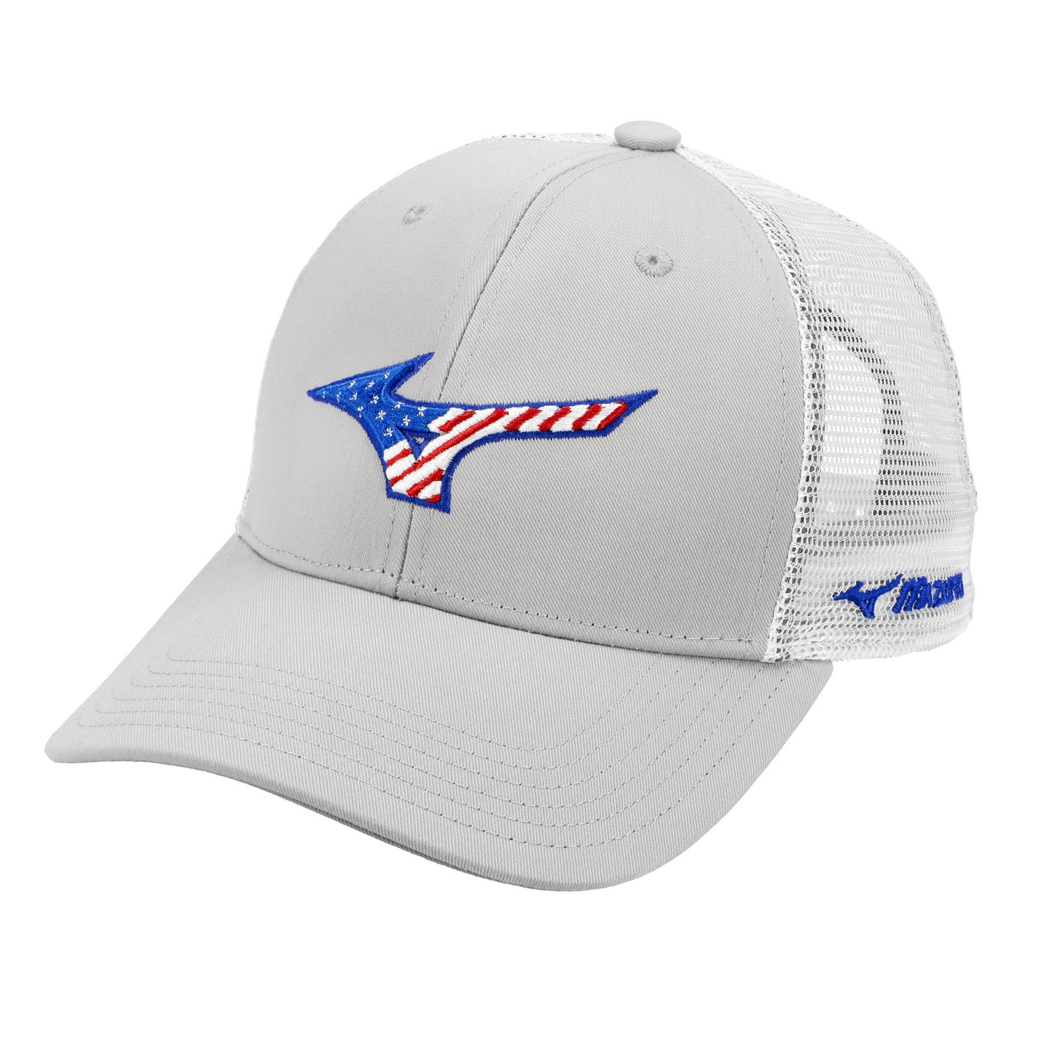 Mizuno Runbird Patriot Trucker Cap - Gray-White - HIT a Doubloe