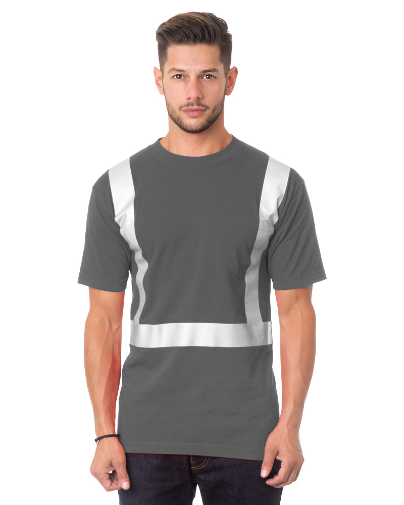 Front view of Charcoal Bayside 3771 Hi-Vis Pocket T-Shirt