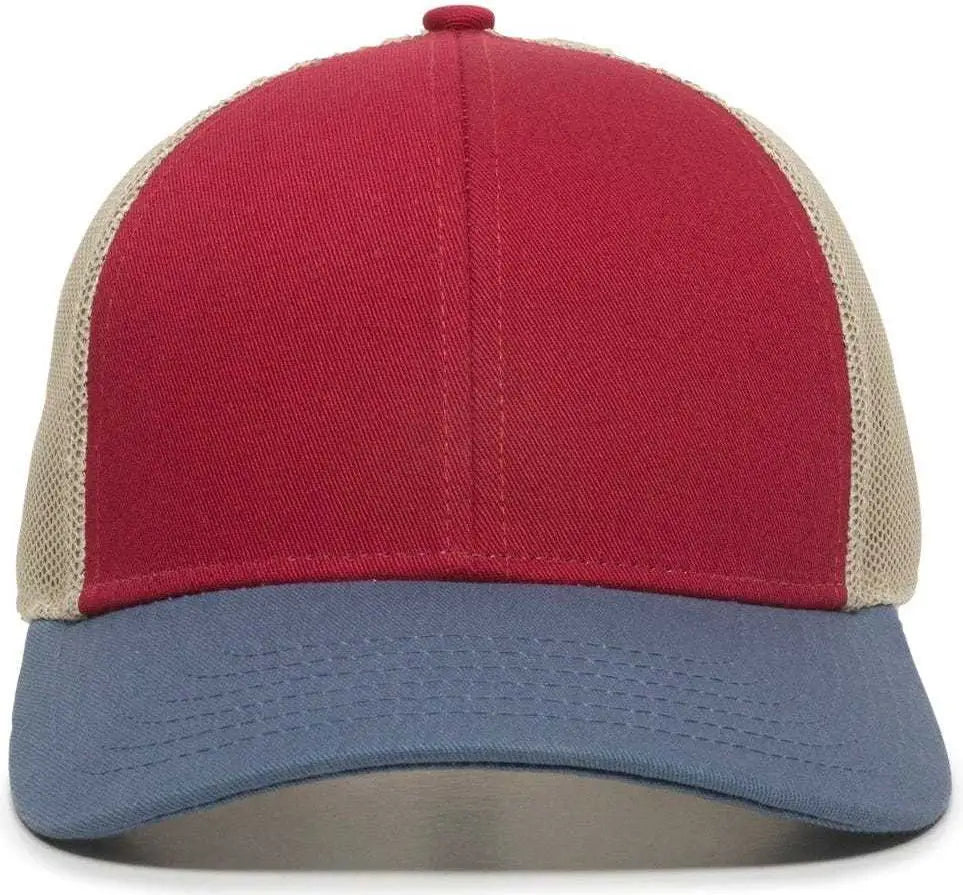 Oc Sports Oc770 Adjustable Mesh Back Cap with Sweatband - Crimson Khaki Light Slate - Red / 6 7/8’’ - 7 1/2’’