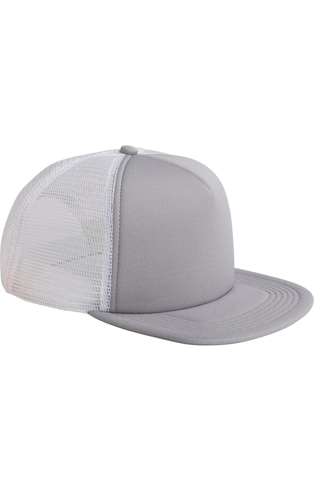Big Accessories BX030 Foam Front Trucker Cap - Steel  White