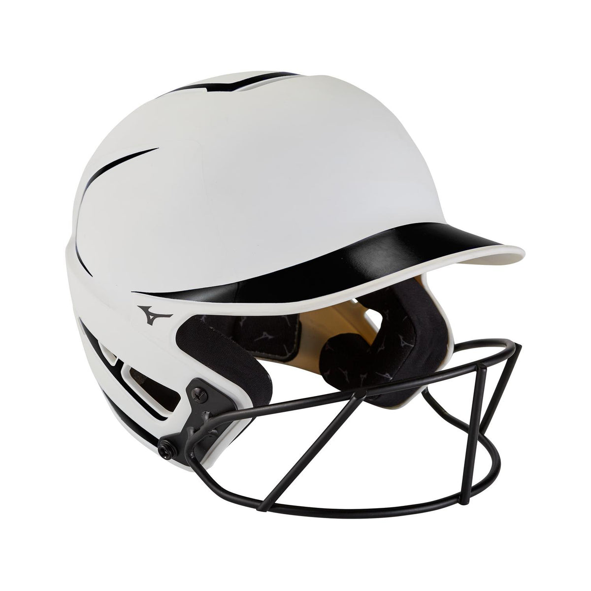 Mizuno F6 Youth Fastpitch Softball Batting Helmet  - White-Black - HIT a Double - 1