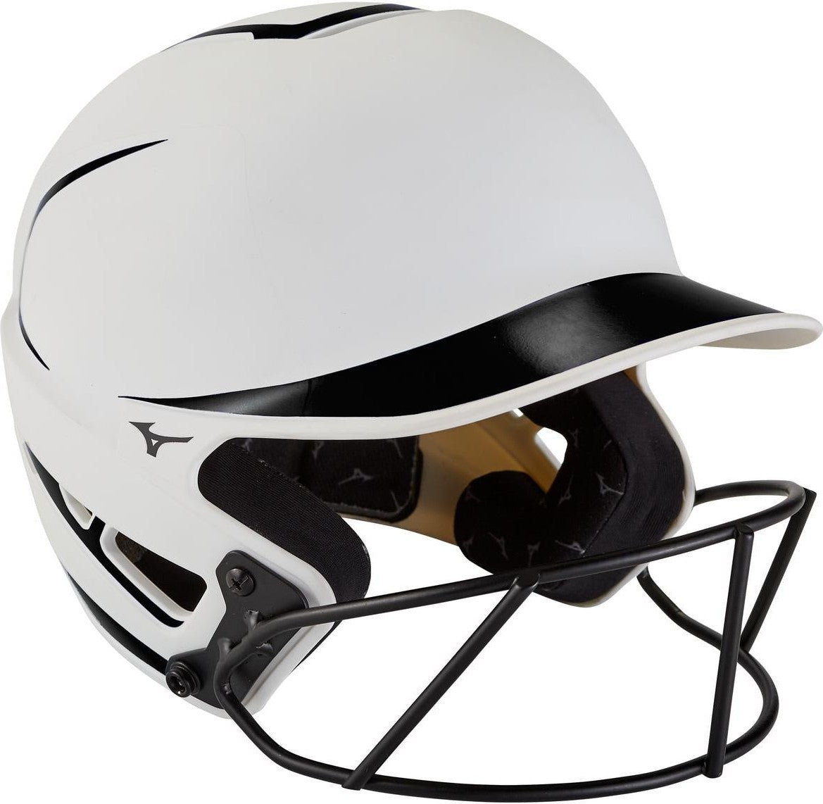 Mizuno F6 Youth Fastpitch Softball Batting Helmet  - White-Black - HIT a Double - 1