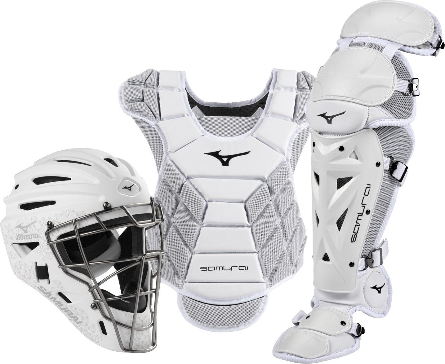 Mizuno Samurai Womens Boxed Catcher's Gear Set (14-15") - White - HIT a Double - 1