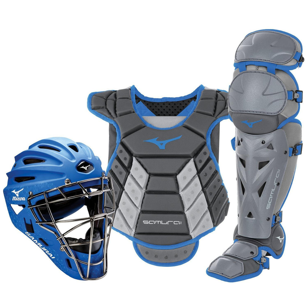 Mizuno Samurai Womens Boxed Catcher's Gear Set (13-14") - Gray-Royal - HIT a Double - 1