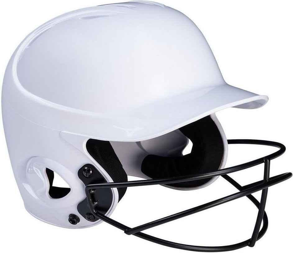 Mizuno MVP Series Solid Youth Batting Helmet with Fastpitch Softball Mask - White - HIT a Double - 1