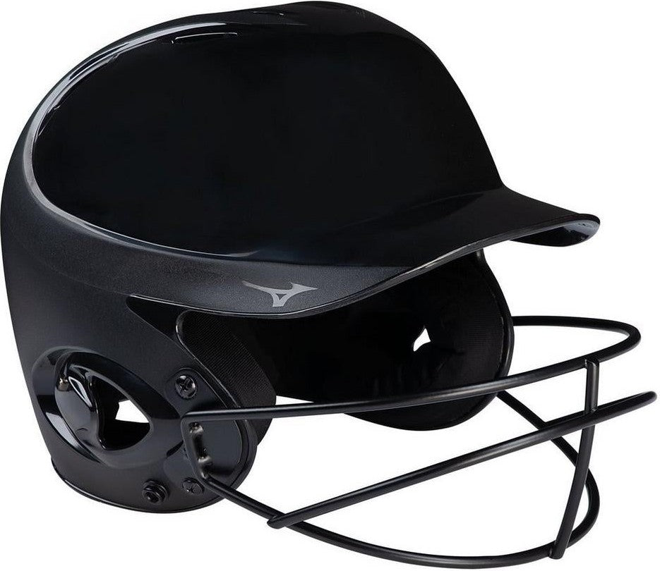 Mizuno MVP Series Solid Youth Batting Helmet with Fastpitch Softball Mask - Black - HIT a Double - 1
