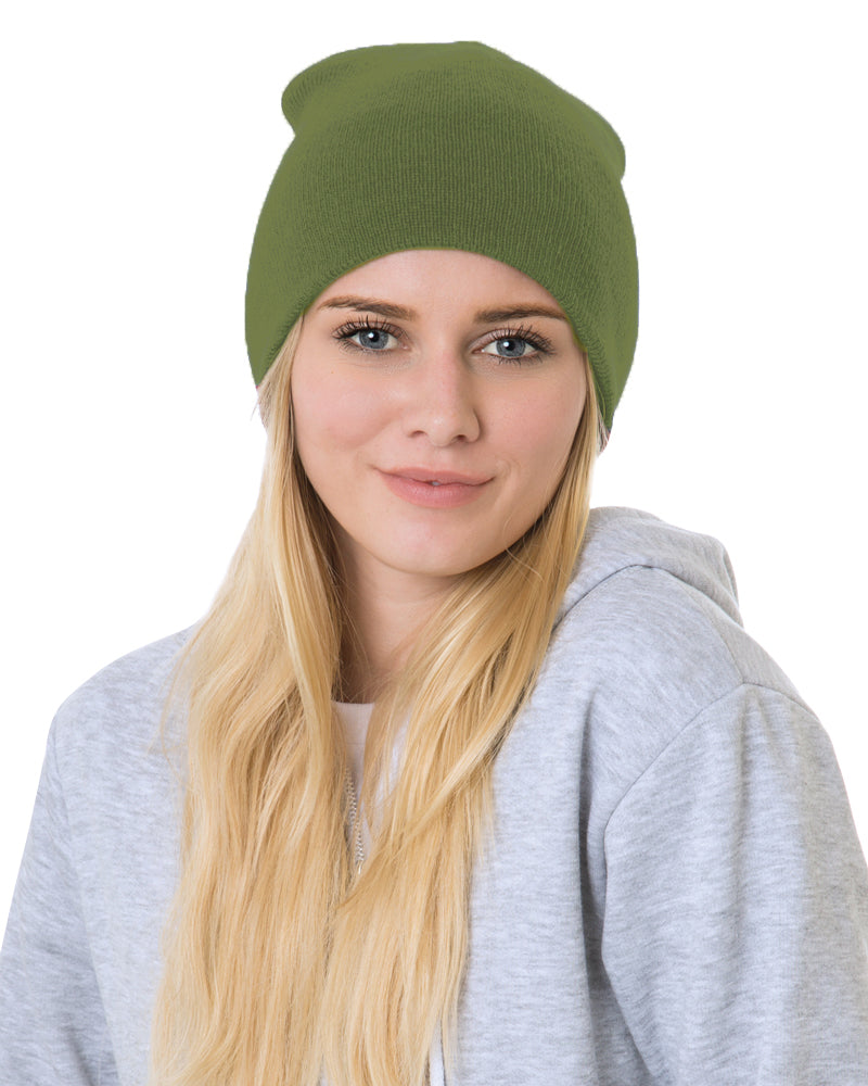 Front view of Olive Bayside 3810 Knit Beanie