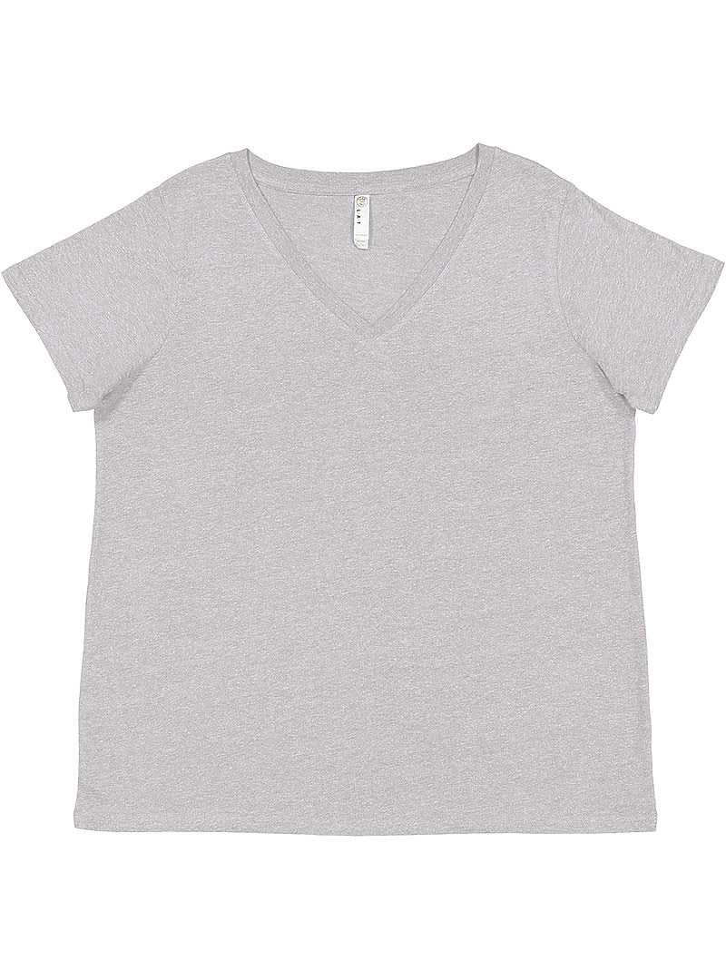 Lat 3817 Curvy Collection Women&#39;s Fine Jersey V-Neck Tee - Heather - HIT a Double - 1