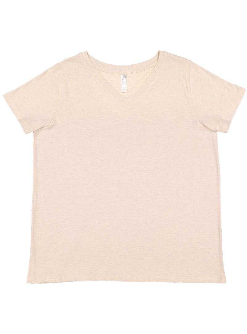 Lat 3817 Curvy Collection Women's Fine Jersey V-Neck Tee - Natural Heather - HIT a Double - 1