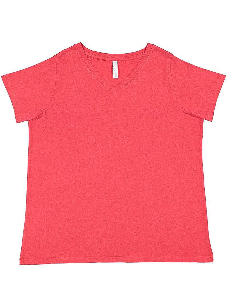 Lat 3817 Curvy Collection Women&#39;s Fine Jersey V-Neck Tee - Vintage Red - HIT a Double - 1