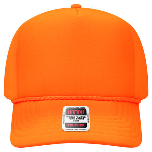 Otto 394-1 OTTO CAP 5 Panel High Crown Full Foam Cap - Neon Orange - HIT a Double - 2