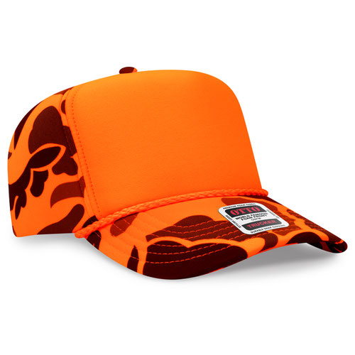 Otto 394-1 OTTO CAP 5 Panel High Crown Full Foam Cap - Neon Orange Camo - HIT a Double - 1
