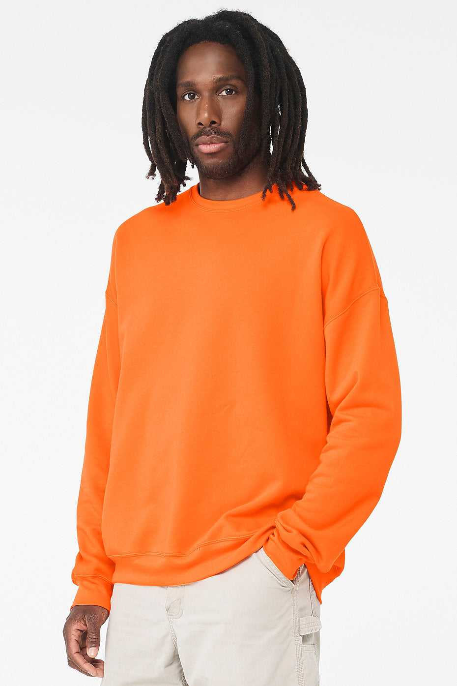 Bella + Canvas 3945 Sponge Fleece Drop Shoulder Crewneck Sweatshirt - Orange - HIT a Double - 2