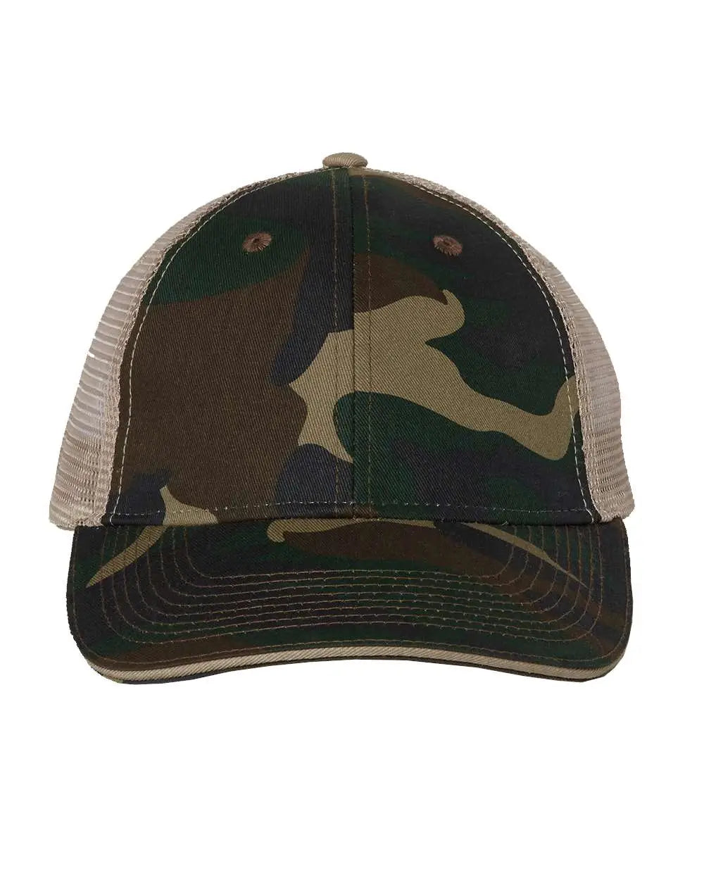 Valucap S102 Sandwich Trucker Cap - Green Camo Tan - one Size Fits Most